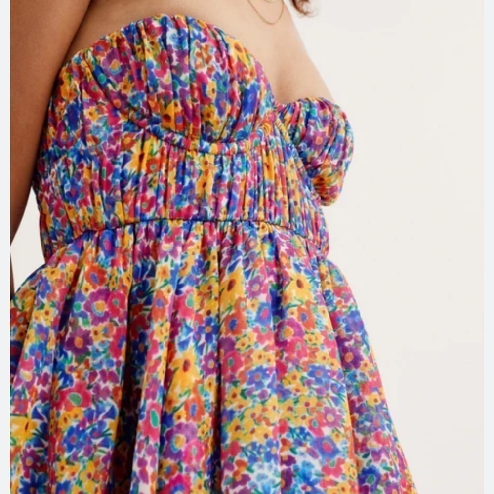 For Love and Lemons Sasha Bright Confetti Floral Strapless Mini Dress - Picture 4 of 12